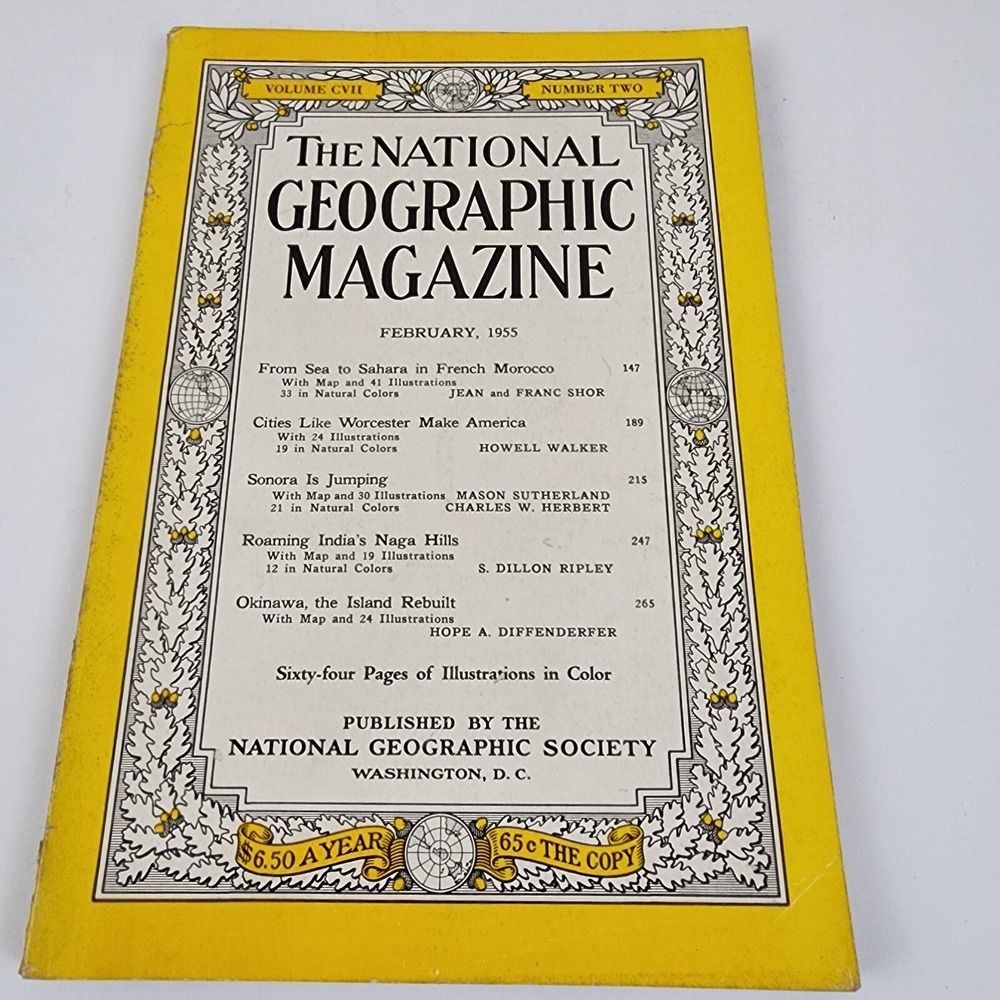 National Geographic‎ Magazine February 1955 No Map